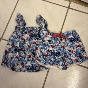 Crown and Ivy Kids Girls Red White & Blue Lined Shorts Size 4. Elastic Waistband